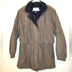 Fleet Street Limited Womens Coat Brown Polyester Long Sleeve Snap Button Sz L.